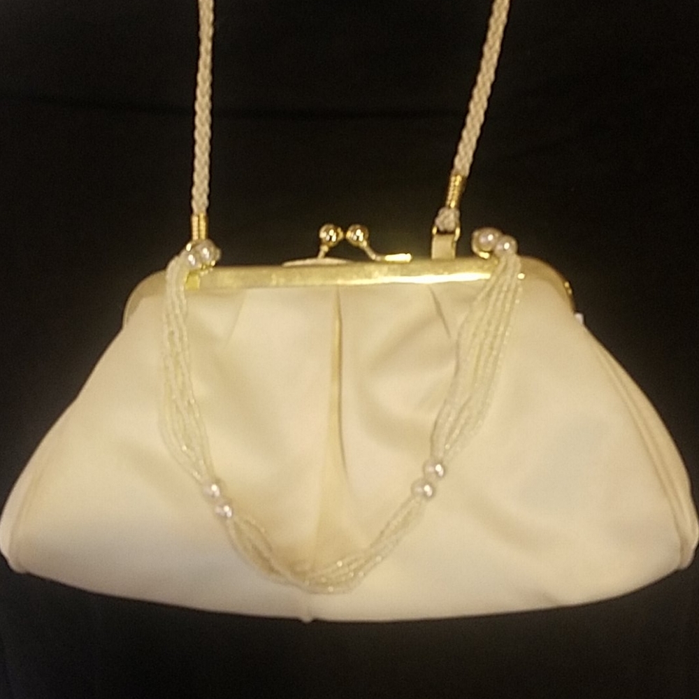 Nytlites-Cocktail Evening Hand Bag Cream Pearls